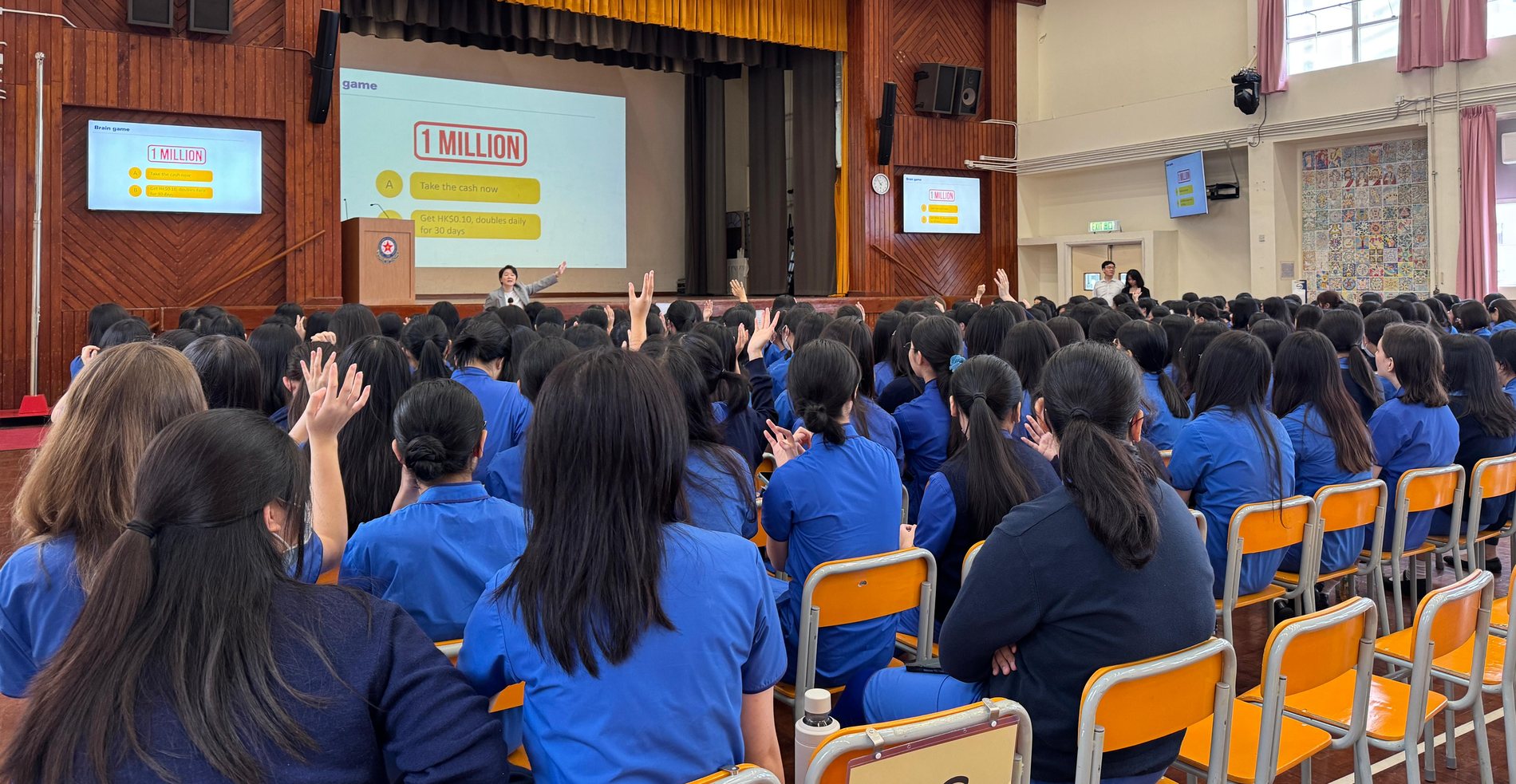 A NextGen Money financial literacy session delivered to secondary students in a school hall